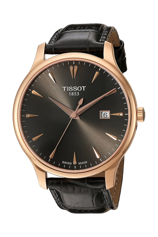 TISSOT TRADITION LEATHER ANALOGUE BLACK DIAL MEN'S WATCH T0636103608600