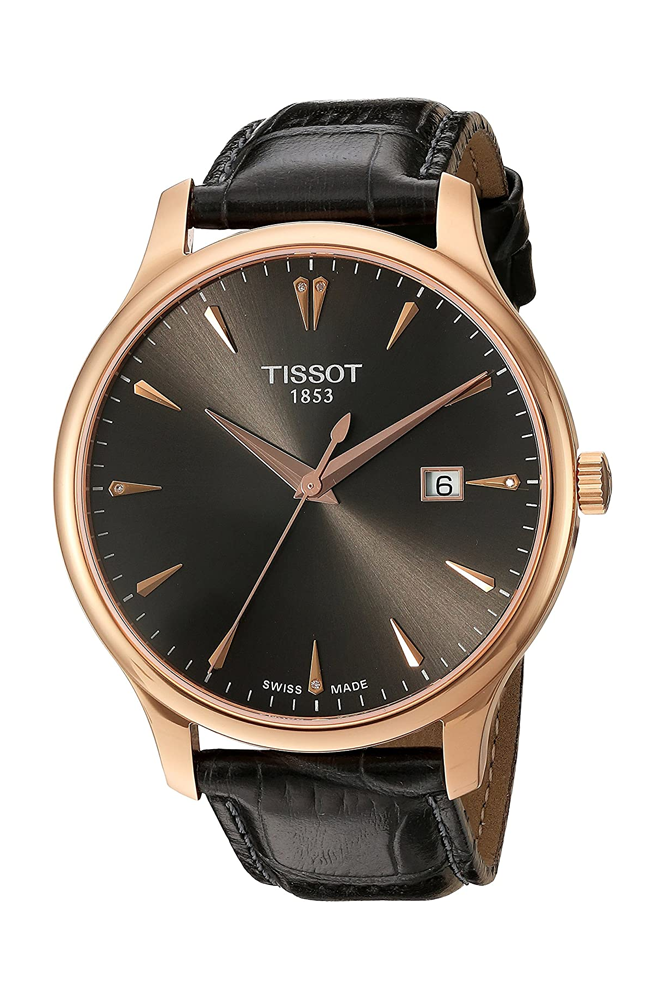 TISSOT TRADITION LEATHER ANALOGUE BLACK DIAL MEN'S WATCH T0636103608600