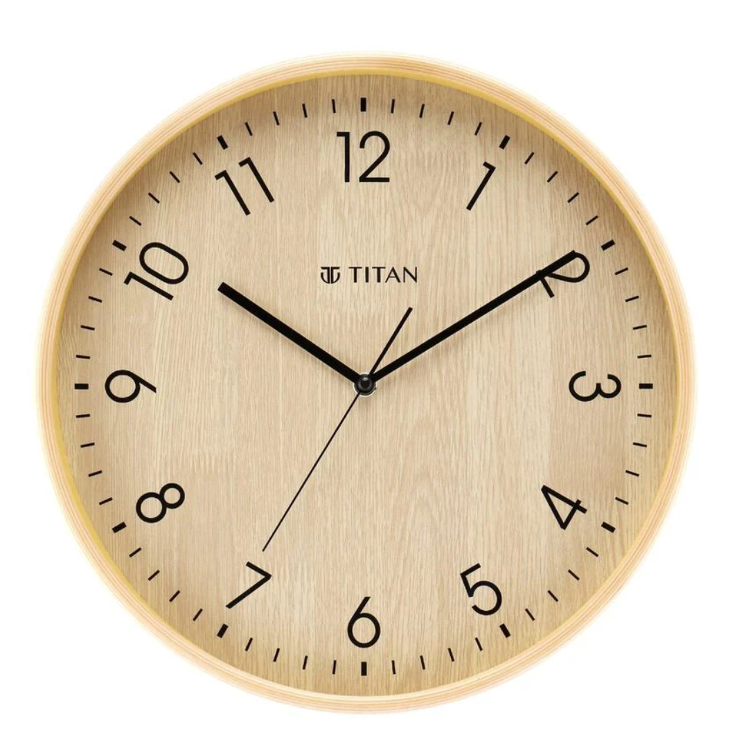 Titan Wooden Wall Clock with Dark Brown Dial - W0023WA02A
