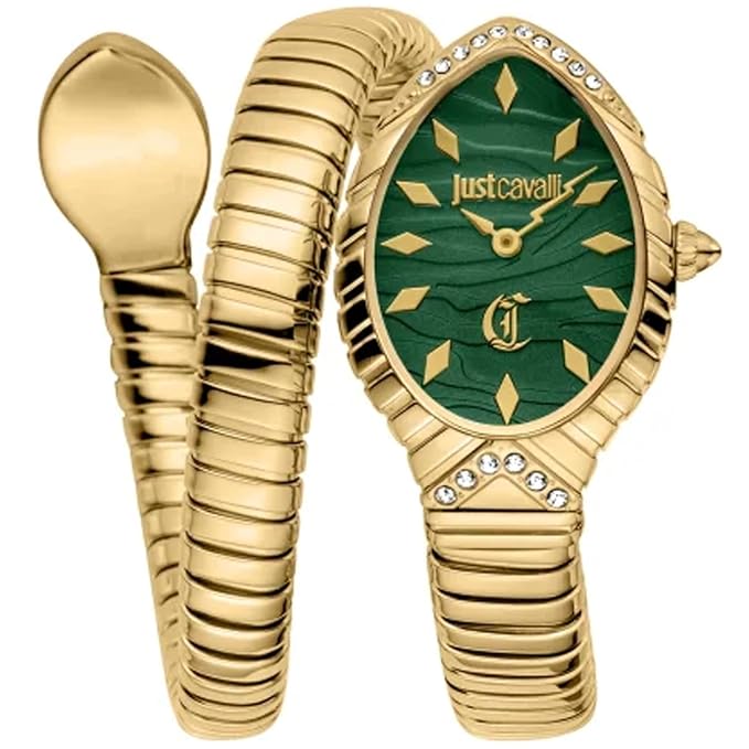 Just Cavalli Unica Snake Women Dark Green Dial Watch JC1L322M0035 - KRISHNA WATCH COMPANY