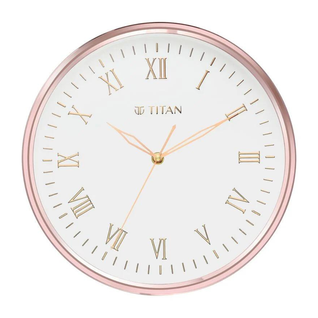 Titan Classic Rose Gold Wall Clock with Silent Sweep Technology - NTW0001PA03 - KRISHNA WATCH COMPANY