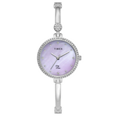 Timex Fria Women's Purple Dial Round Analog Brass Dial Watch TWEL18400