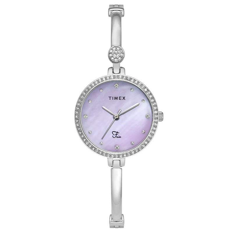 Timex Fria Women's Purple Dial Round Analog Brass Dial Watch TWEL18400