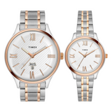 Timex Empera Pairs Silver Dial Round Case Day-Date + 3 Hands Function Watch TIMEX PAIR L+G TW00PR285