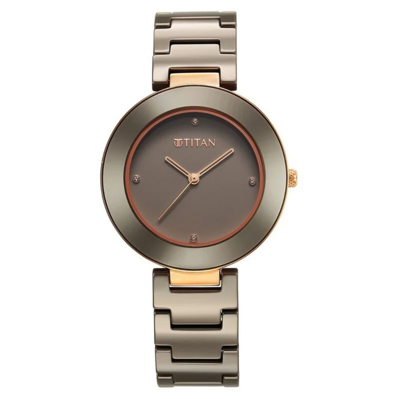 Titan Purple Ceramics Quartz Analog Brown Dial Ceramic Strap Watch for Women 95189KC09 - KRISHNA WATCH COMPANY