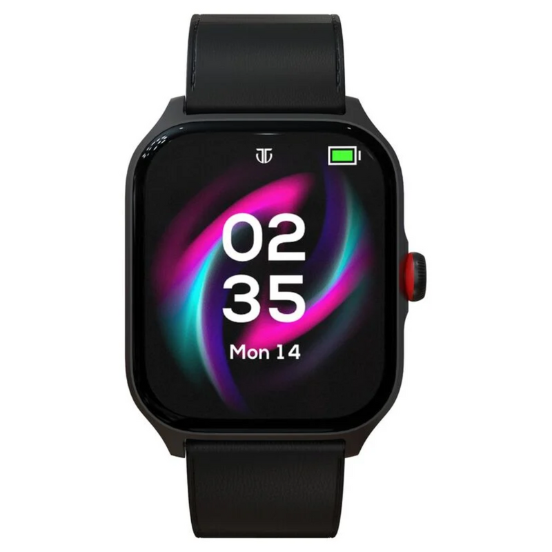 Titan Zeal with 4.69 cm AMOLED Display with AOD, Functional Crown, BT Calling, Smartwatch with Black Leather Strap 90196AL01 - KRISHNA WATCH COMPANY