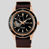 Seiko Presage Male Black Analog Leather Automatic Watch SSA426J1