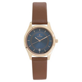 Titan Workwear Blue Dial Analog with Date Leather Strap watch for Women 2596WL03