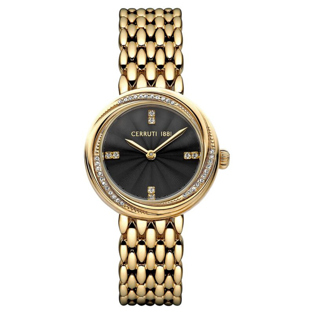 Cerruti 1881 Quartz Analog Black Dial Stainless Steel Strap Watch for Women CECIWLG2207003W - KRISHNA WATCH COMPANY