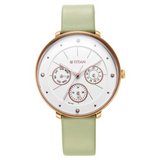 Titan Neo Quartz Multifunction White Dial Leather Strap Watch for Women 2651WL09