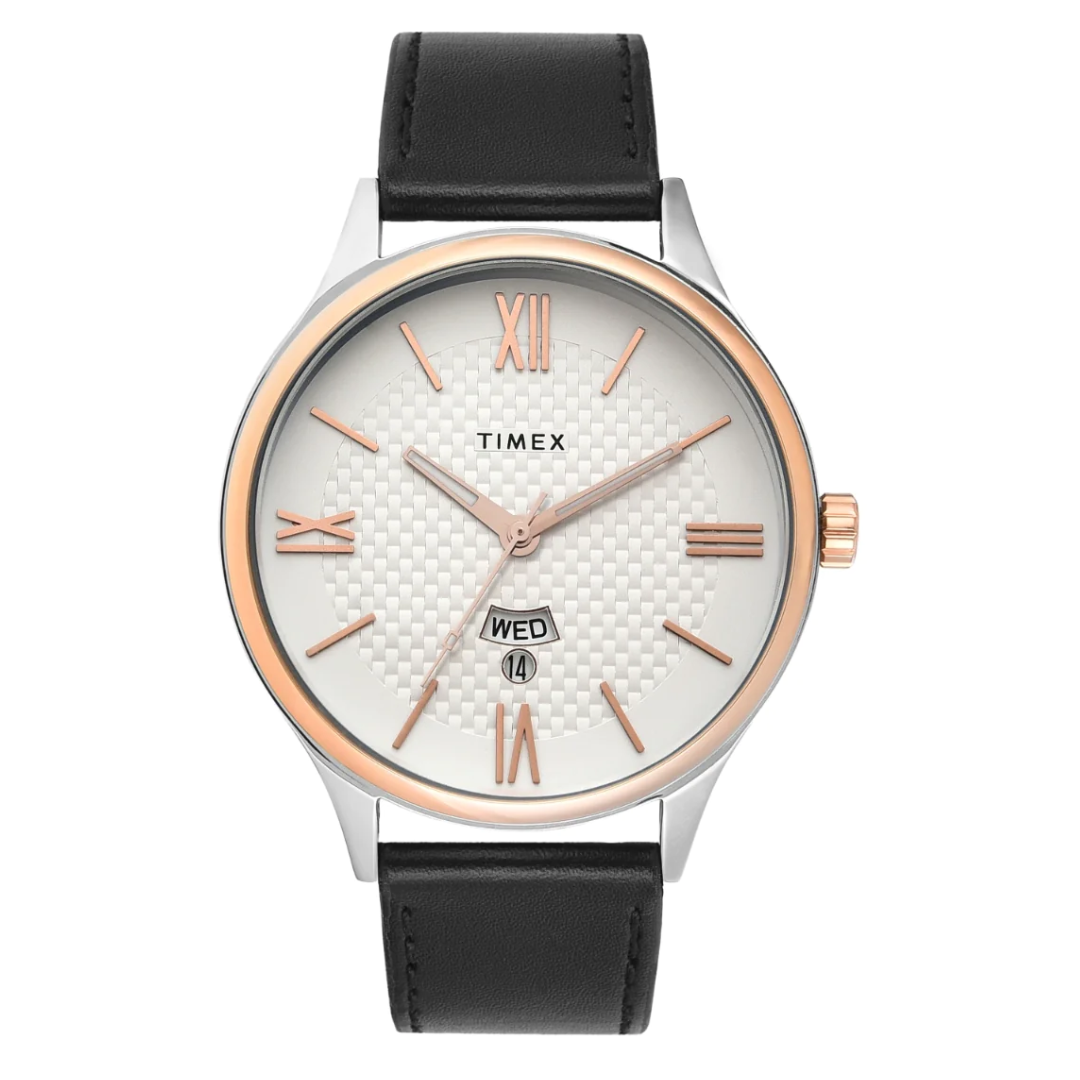 Timex Men Analog Silver Round Brass Dial Watch- TWEG18427 - KRISHNA WATCH COMPANY