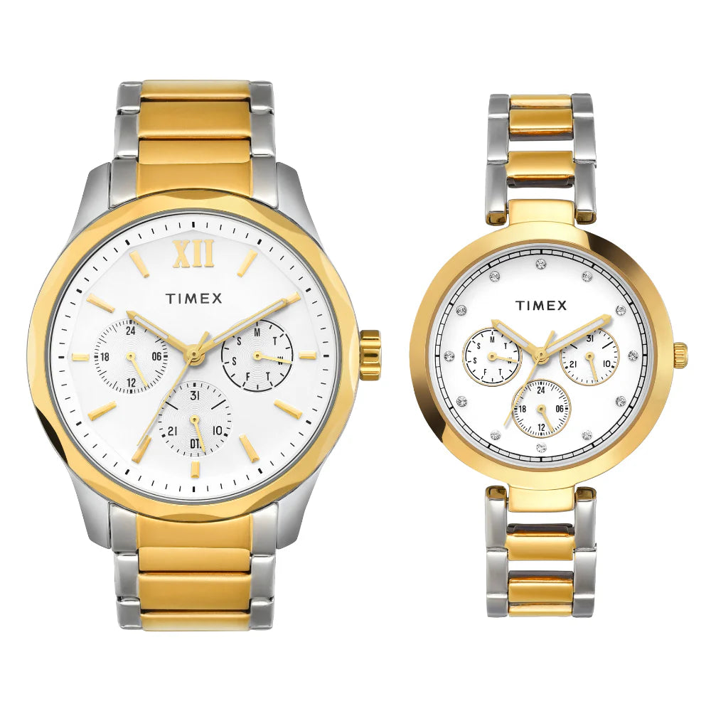 Timex Pairs White Round Multifunction Dial Watch- TW00PR312 - KRISHNA WATCH COMPANY