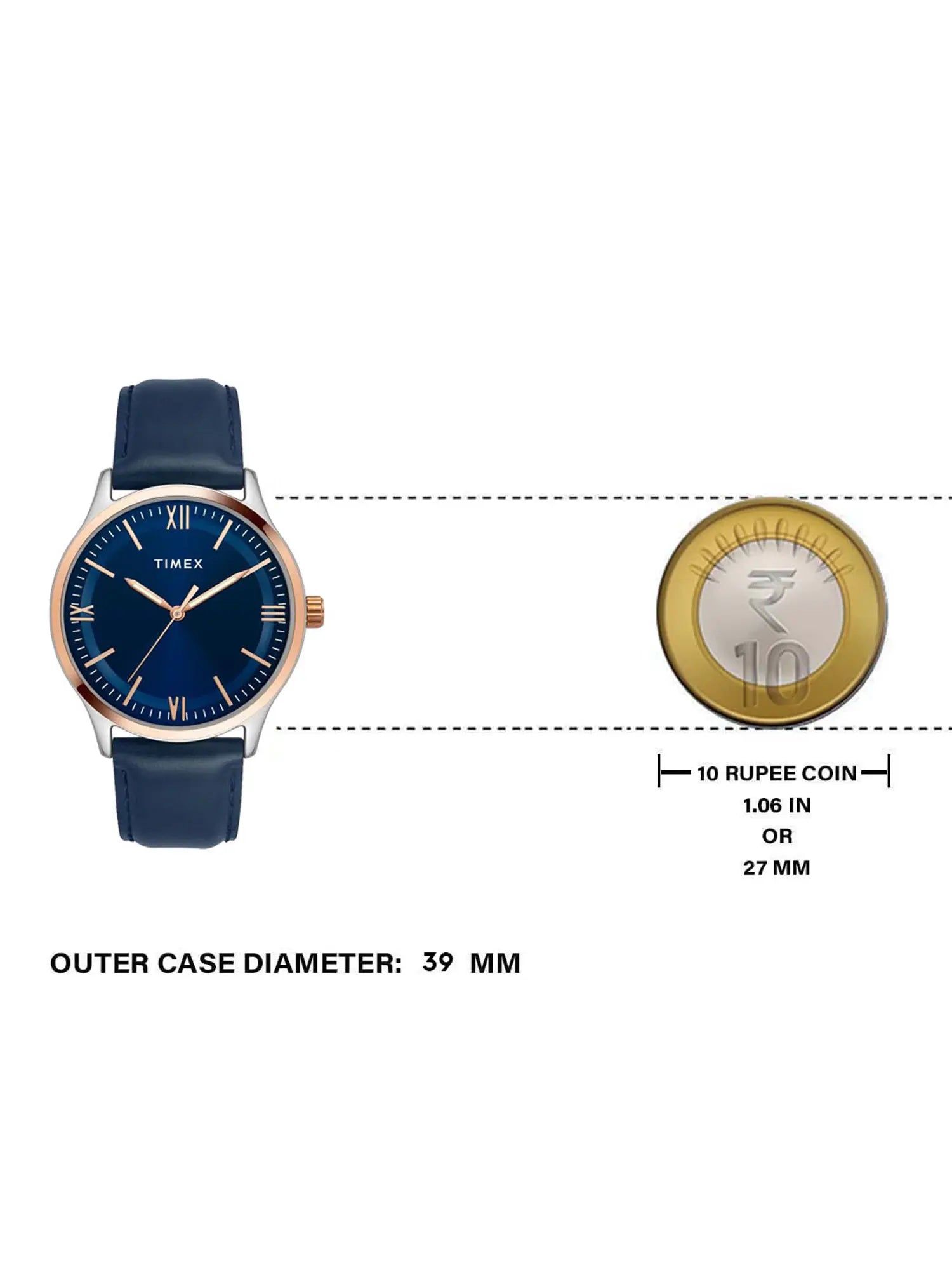 Timex Men Blue Round Analog Brass Dial Watch- TW0TG6520 - KRISHNA WATCH COMPANY