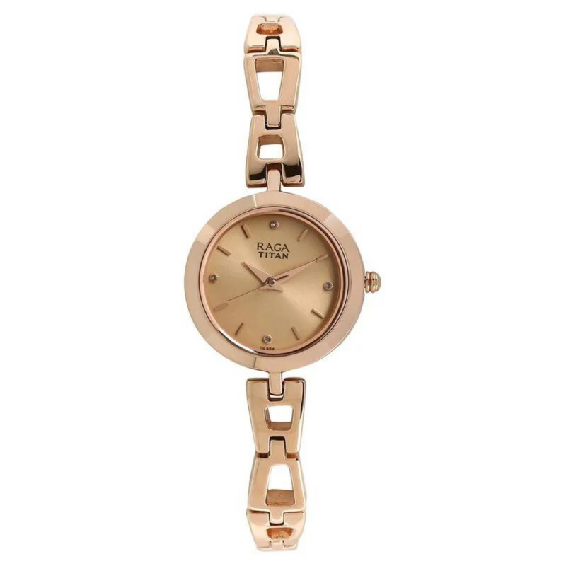 Titan Raga Beige Dial Women Watch With Metal Strap - 2540WM06