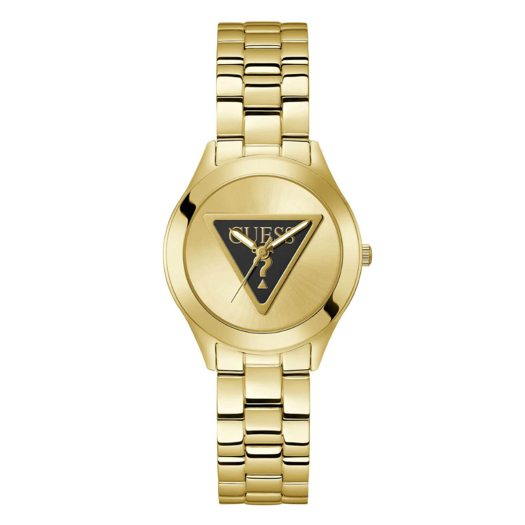 Gold Tri Plaque Black Link Watch GW0675L2 - KRISHNA WATCH COMPANY