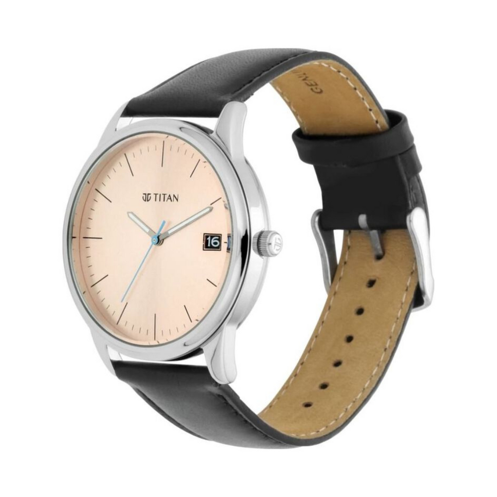 Titan Neo Beige Dial Analog with Date Leather Strap watch for Men NN1836SL01 (DK306) - KRISHNA WATCH COMPANY