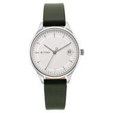Titan Workwear Silver Dial Women Watch With Leather Strap 2649SL01