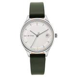 Titan Workwear Silver Dial Women Watch With Leather Strap 2649SL01