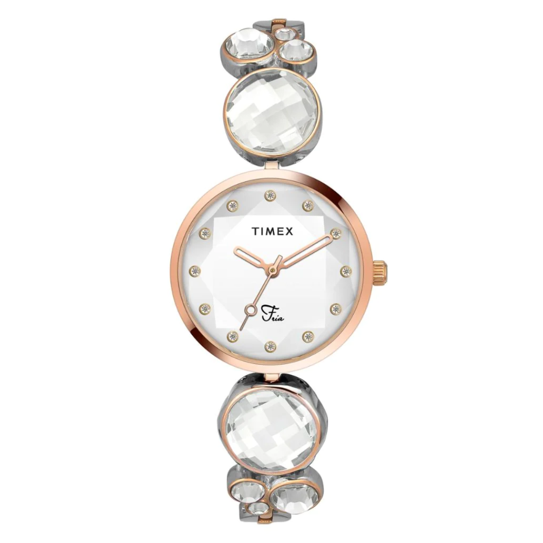 Timex Fria Women's Silver Dial Round Case 3 Hands Function Watch TWEL17002 - KRISHNA WATCH COMPANY