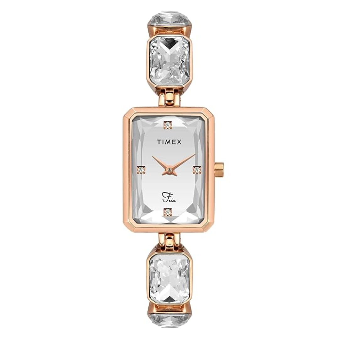 Timex Women Silver Rectangular Analog Dial Watch- TWEL16905 - KRISHNA WATCH COMPANY