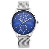 Titan Evoke Blue Dial Analog with Day and Date Stainless Steel Strap Watch for Men 1833SM01