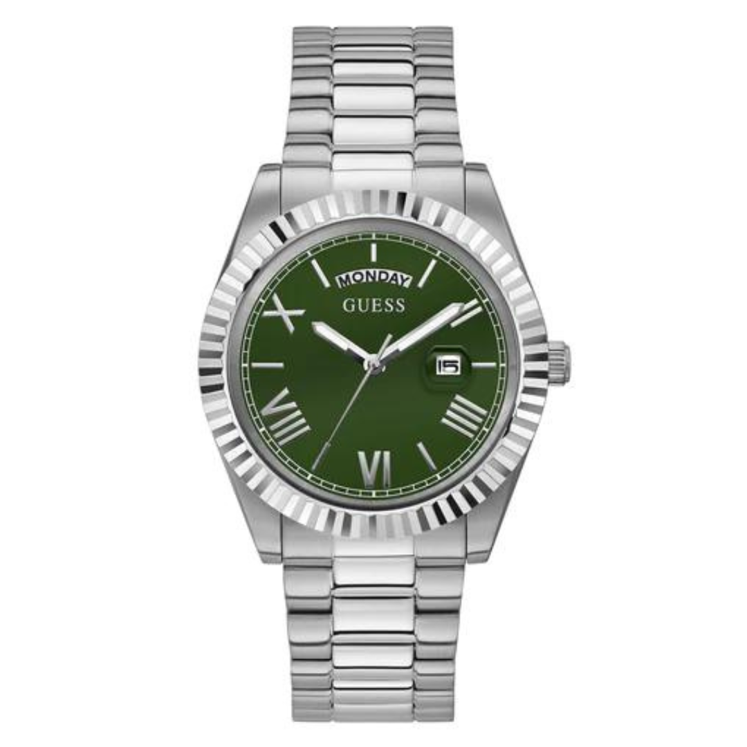 Guess Men's Watch Green Dial Silver Tone Case Quartz GW0265G10 - KRISHNA WATCH COMPANY