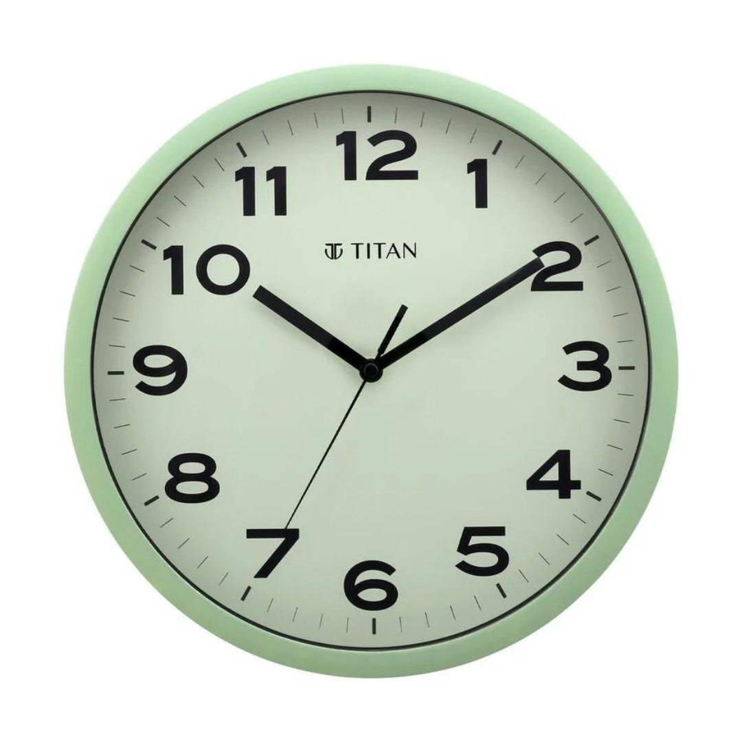 Contemporary Light Green Wall Clock with Silent Sweep Technology - 30 cm x 30 cm (Medium) W0044PA01A - KRISHNA WATCH COMPANY