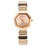 Titan Glitz Rose Gold Dial Analog Metal watch for Women - 95207WD01