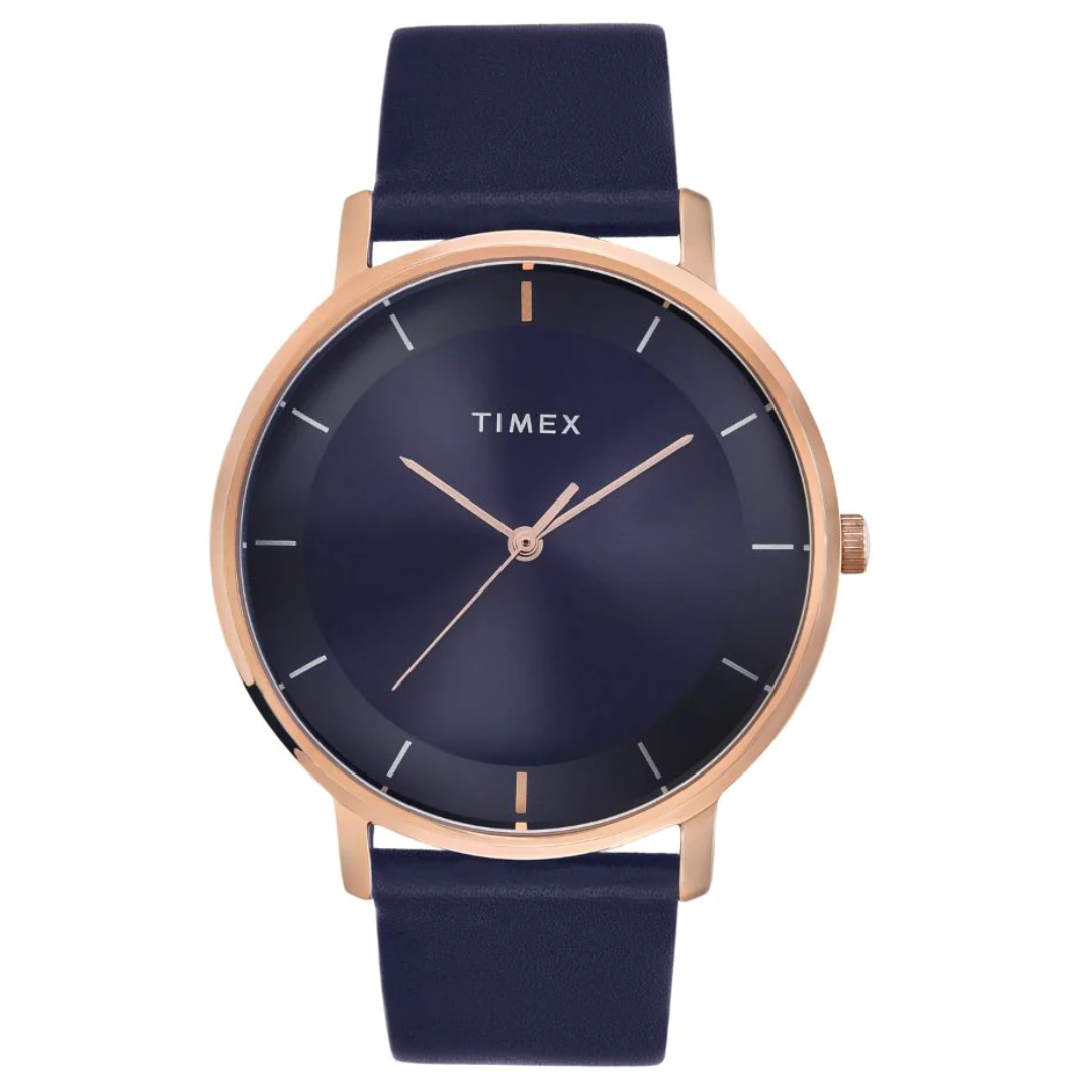 Timex Men Blue Round Analog Brass Dial Watch- TW0TG8015 - KRISHNA WATCH COMPANY