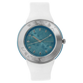Quartz Analog Blue Dial Plastic Strap Watch for Women 8991PP02