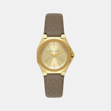Armani Exchange Women Quartz Gold Dial Analog Leather Watch AX4617