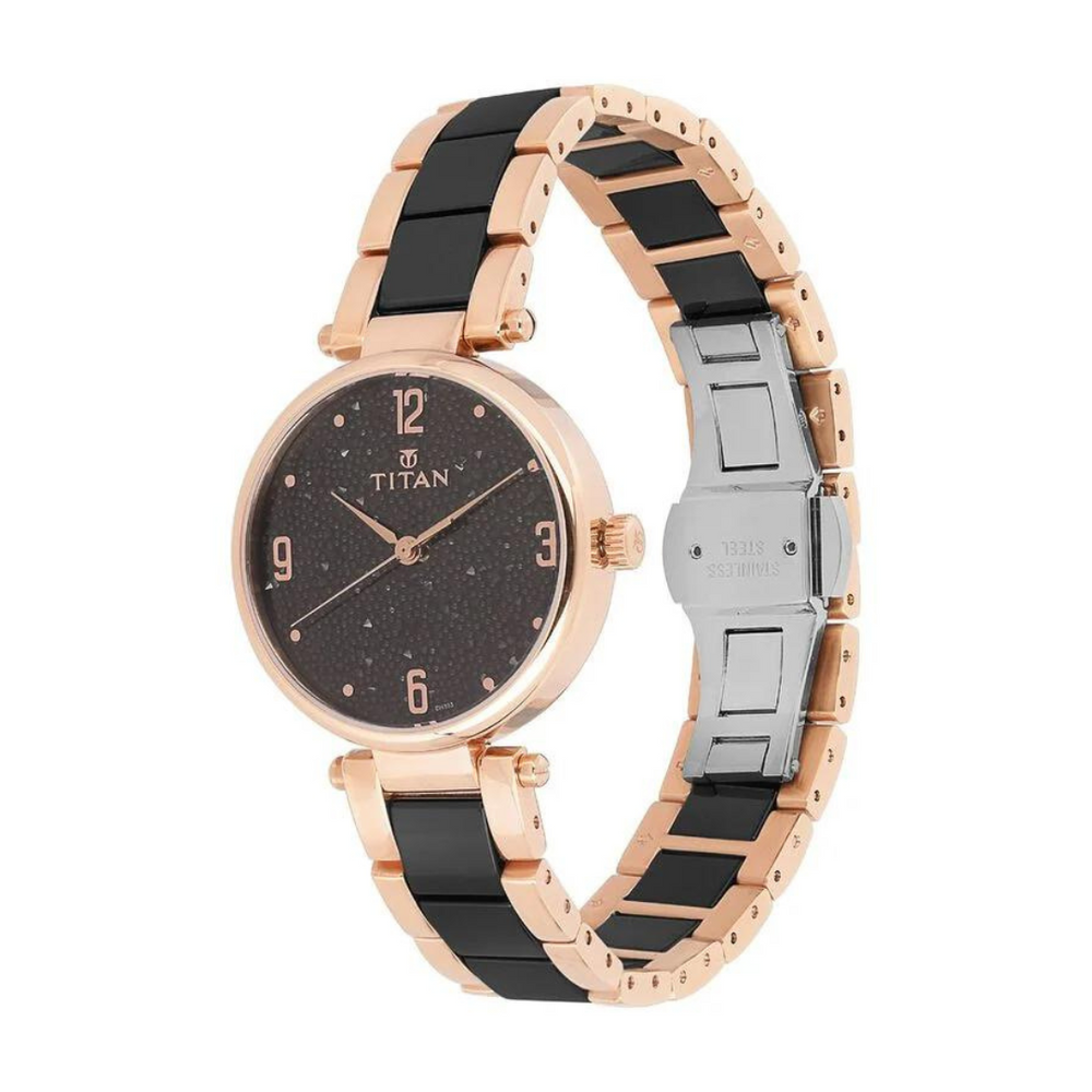 Titan Black Dial Analog Watch with Steel & Ceramic Strap NP95061WD01 - KRISHNA WATCH COMPANY