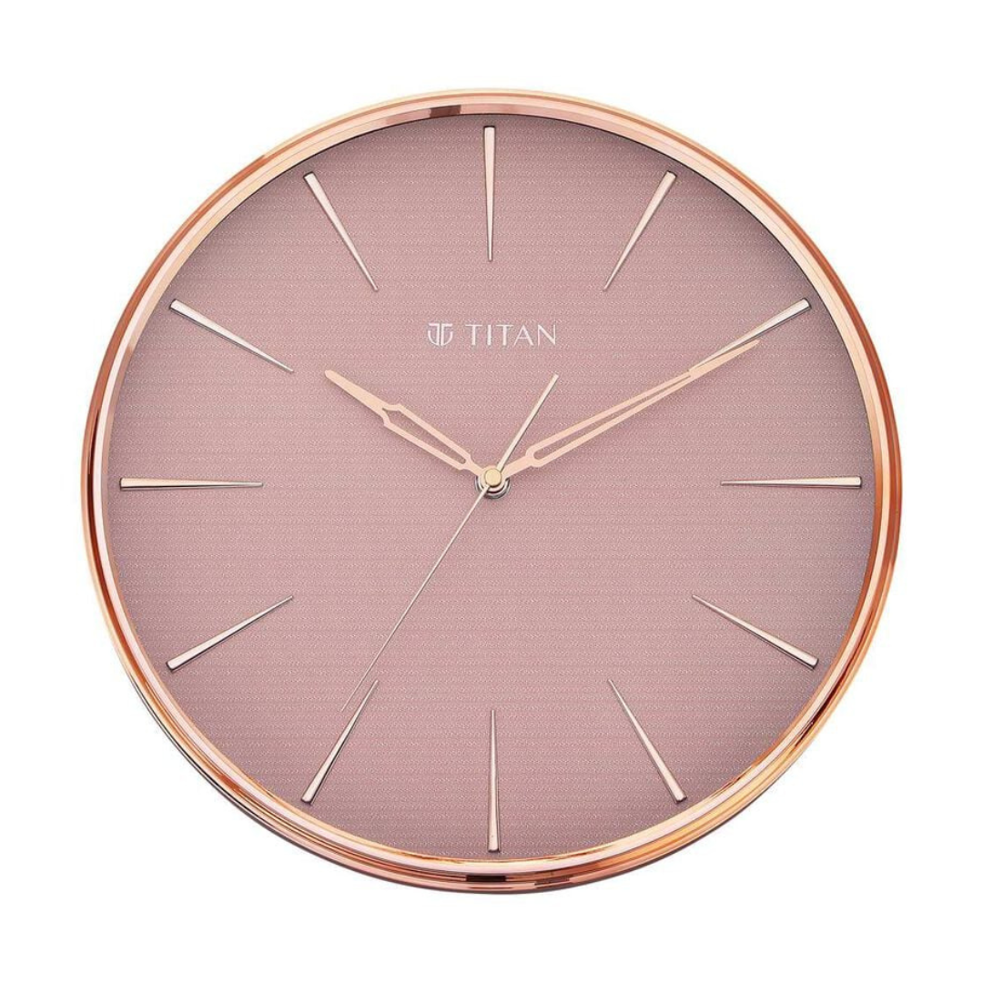 TITAN Contemporary Rustic Pink Wall Clock in a Glossy Finish with