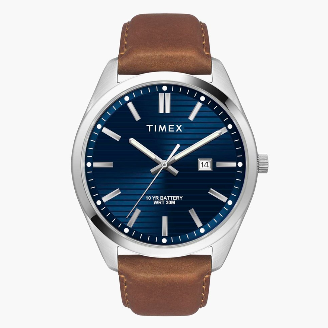 Timex E Class Male Blue Analog Leather Watch TWTG10408