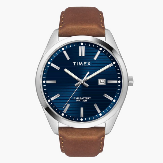 Timex E Class Male Blue Analog Leather Watch TWTG10408