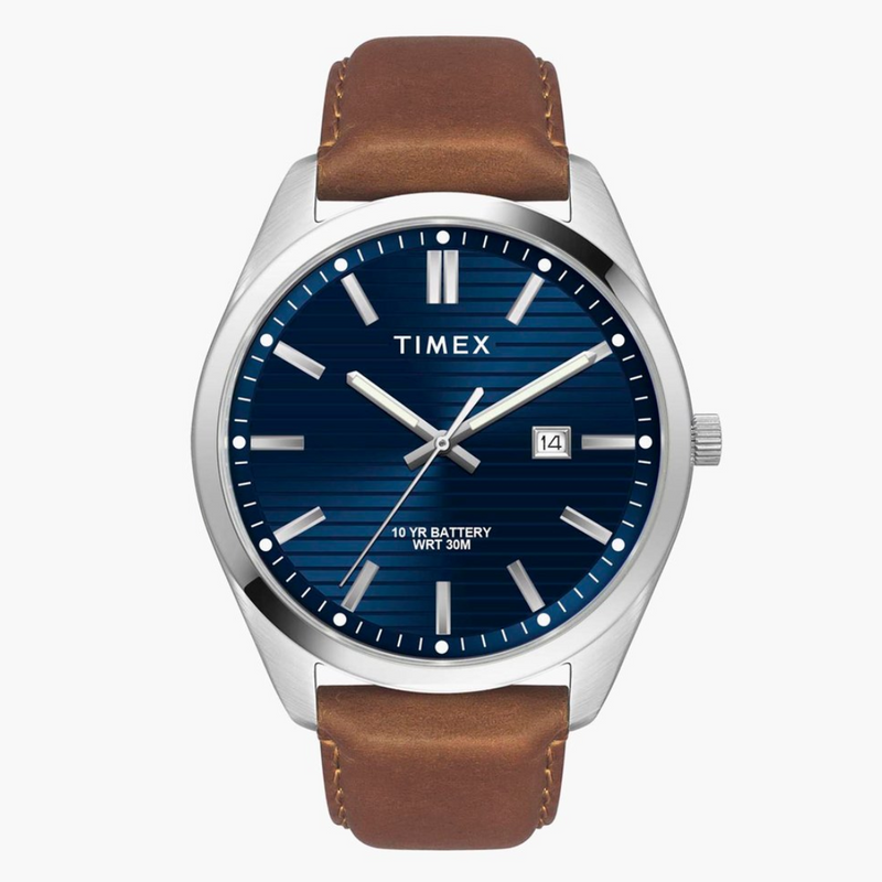 Timex E Class Male Blue Analog Leather Watch TWTG10408