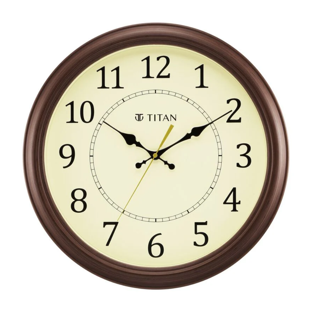 Titan Classic 42 cm Off-White Wall Clock: Silent Serenity - W0056PA01 - KRISHNA WATCH COMPANY