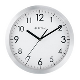 Titan Metallic Silver Wall Clock with Brushed Case - 30 cm x 30 cm (Medium) - NCW0006MA01A - KRISHNA WATCH COMPANY