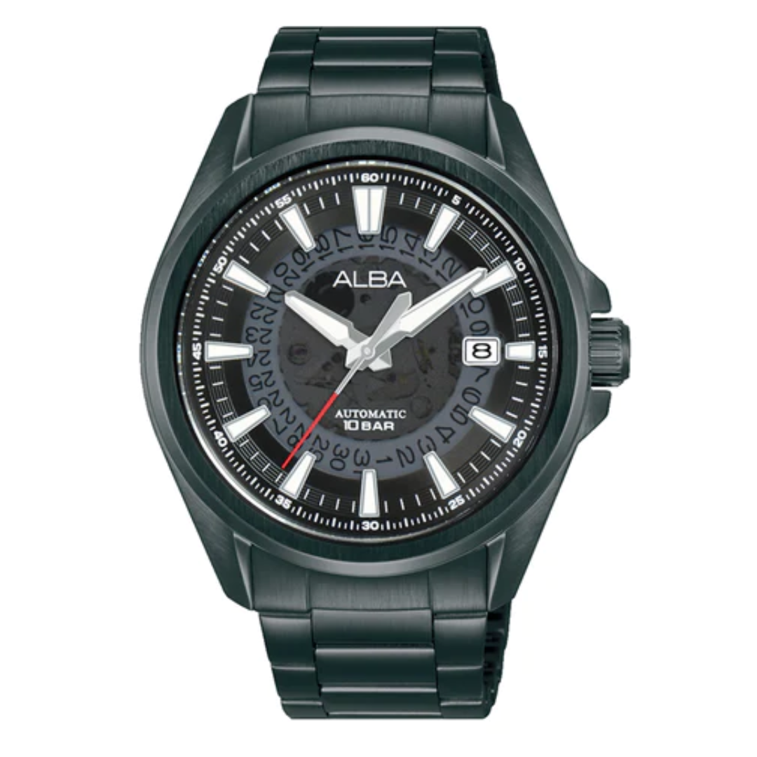 ALBA Black Skeleton Dial Watch - AU4025X1 - KRISHNA WATCH COMPANY