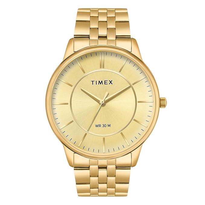 TIMEX Classics Gold Round Dial Analog Mens Watch - TWTG12104 - KRISHNA WATCH COMPANY