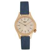 Helix Denim Inspired Trendy 34mm Leather Strap Watch TW037HL08