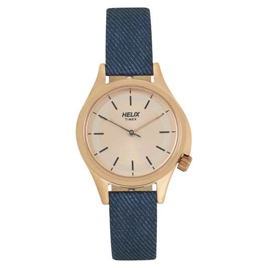 Helix Denim Inspired Trendy 34mm Leather Strap Watch TW037HL08