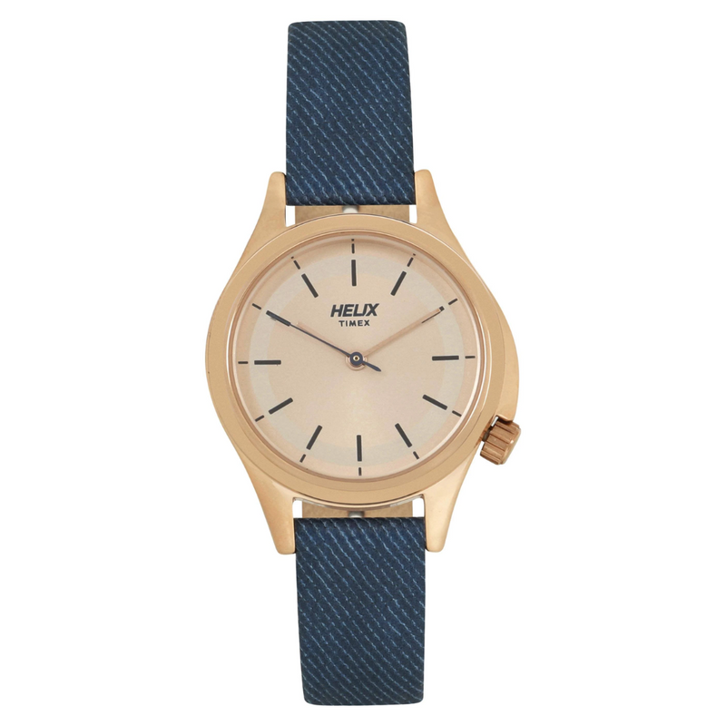 Helix Denim Inspired Trendy 34mm Leather Strap Watch TW037HL08