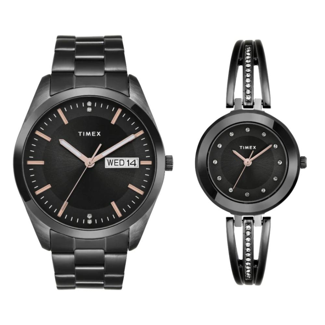 Timex Pairs Black Round Analog Dial Watch - TW00PR310 - KRISHNA WATCH COMPANY