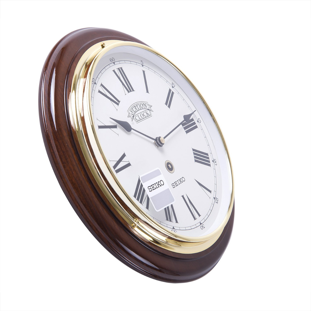 Seiko Alder Wood Clock With Roman Numerals QXA143BN - KRISHNA WATCH COMPANY