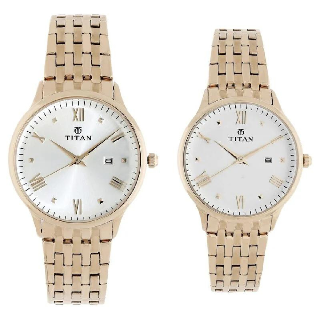 Titan Bandhan Rose Gold Dial Stainless Steel Strap Watches NP9400194201WM01 - KRISHNA WATCH COMPANY