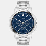 TIMEX Men's Blue Round Chronograph Stainless Steel Watch TW000U321