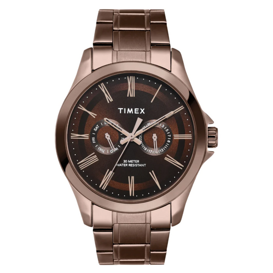 Timex Men Brown Round Analog Dial Watch- TW000X136