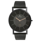 Titan Quartz Analog Black Dial Leather Strap Watch for Men 1595NL01