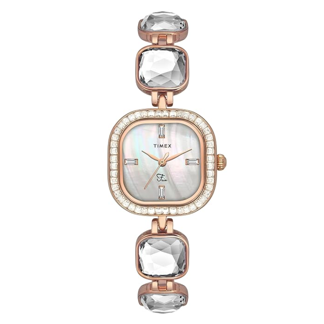 Timex Women Mother of Pearl Cushion Analog Dial Watch- TWEL17105 - KRISHNA WATCH COMPANY